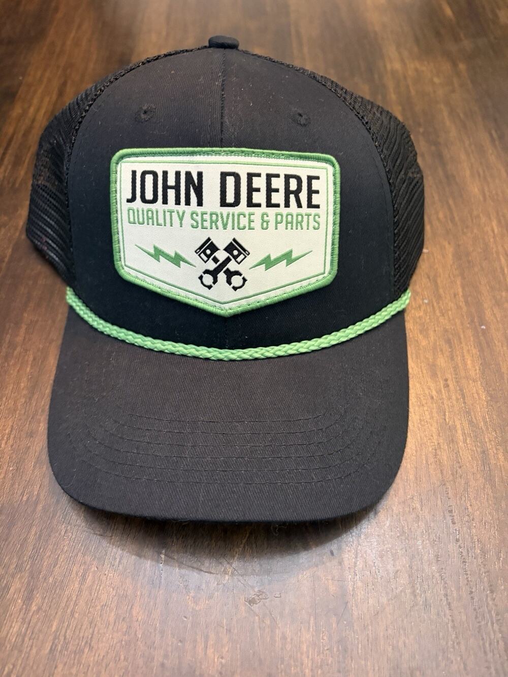 T John Deere Trucker Hat Cap Snap Back Black Adjustable Mesh Back Patch Logo